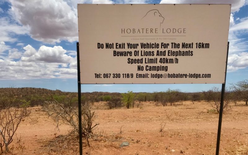 Sign on the way to Hobatere Lodge