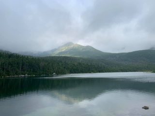 Mt. Katahdin, Maine’s tallest peak, under overcast skies. Photo by: Heidi Lachapelle, circa August 23, 2021